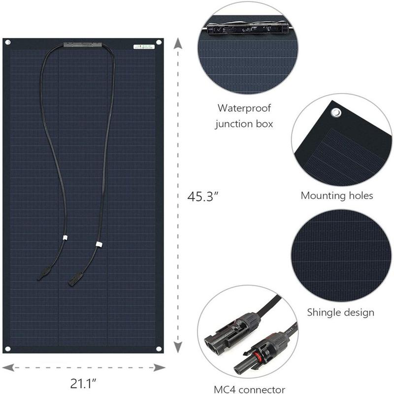 105W Flexible Solar Panels ETFE Thin Film Technology High Efficiency Easy Installation