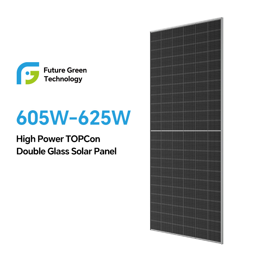G12R 605W 610W 615W 620W 625W 210-182mm Bifacial Solar Cell Mono LECO N-Type BIFACIAL Half Cut Solar Panels