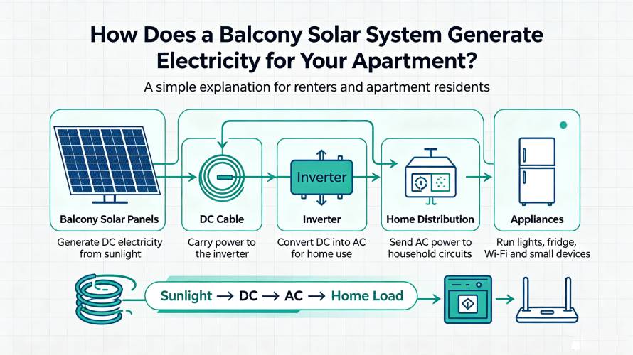 Balcony Solar System Installation and Working Principle Diagram
